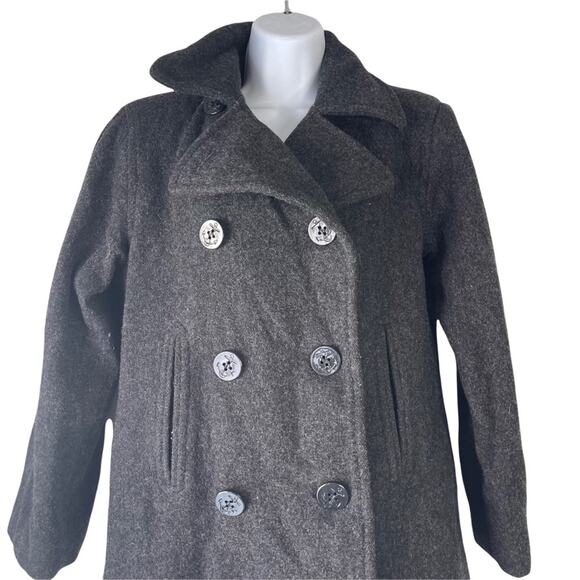 Weather Tamer Women's Size Small Grey Double Breasted 100% Wool Pea Coat - Picture 2 of 9